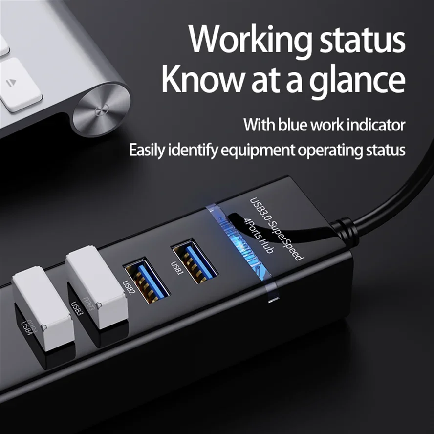 Hub USB 3,0 de 4 puertos, expansor de adaptador divisor de alta velocidad para PC, Accesorios de ordenador, concentrador multipuerto para portátil,