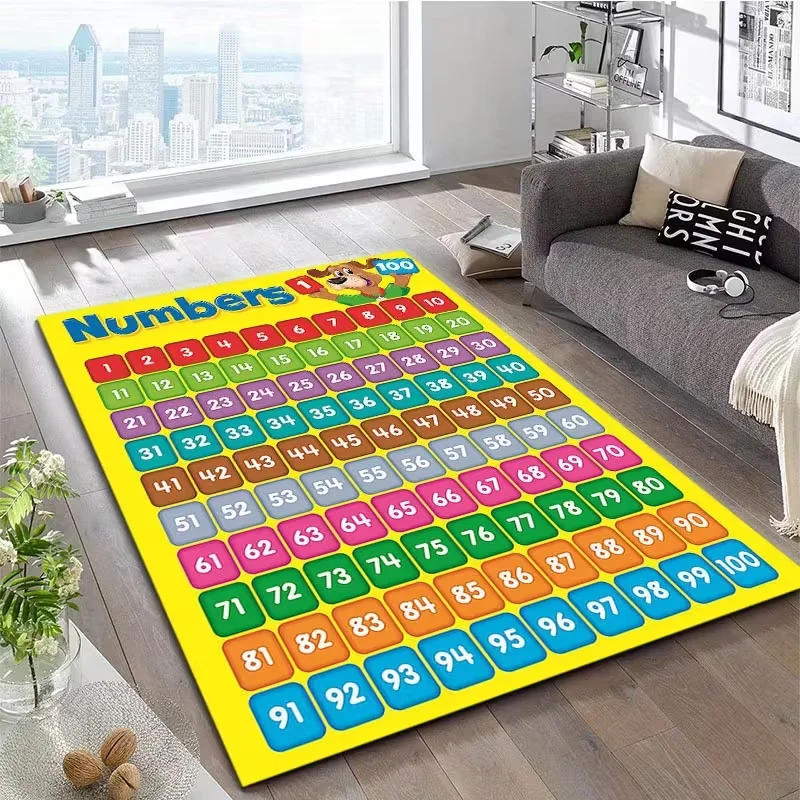 Educational Numbers 1-100 Kids Play Rug, Colorful Math Learning Area Carpet, Non-Slip Washable Floor Mat for Playroom - view 6