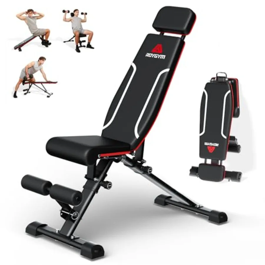 Folding Weight Bench 880LB Foldable Workout Bench with Extended Headrest for Bench Press Workout Training Incline Decline Bench