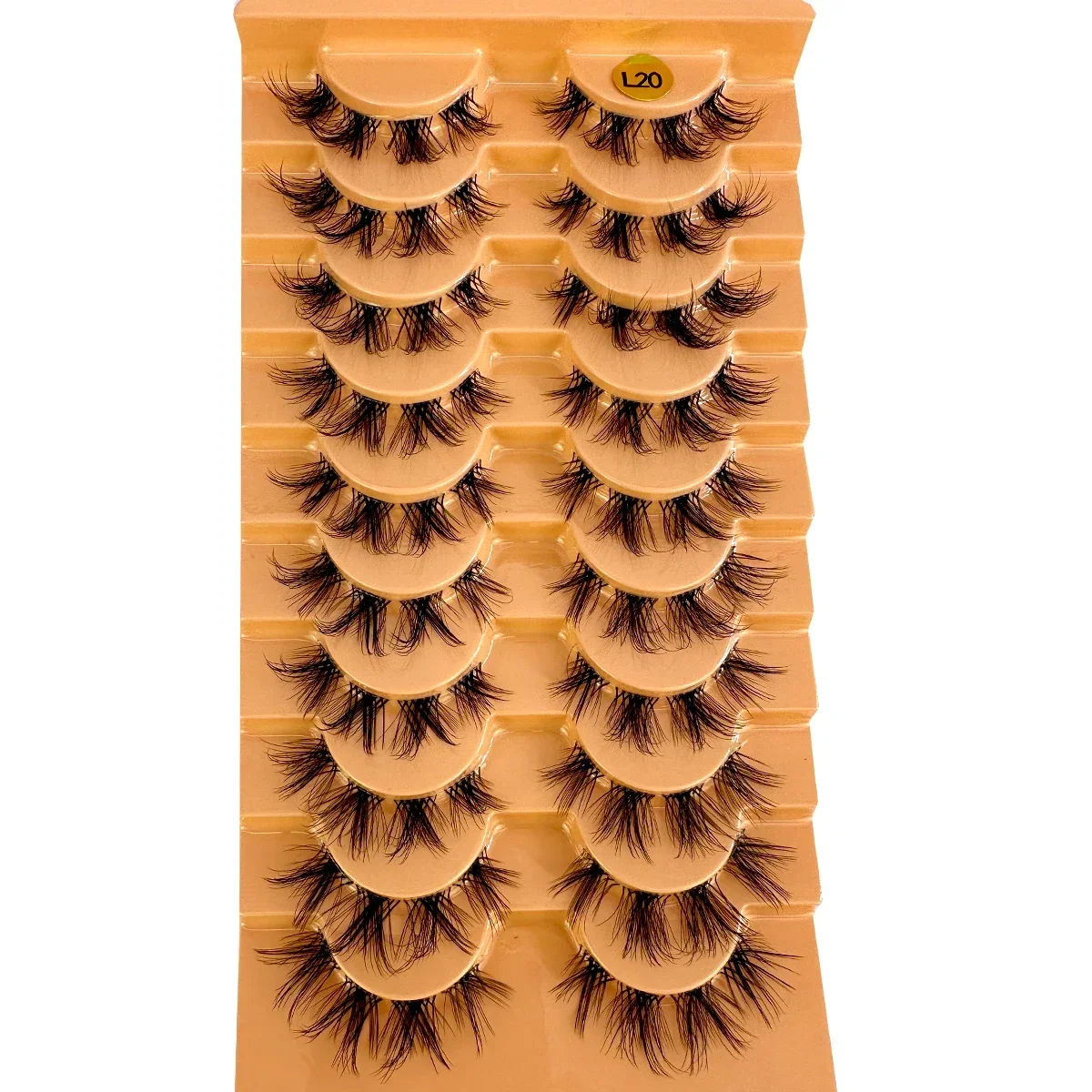 HBZGTLAD Fluffy False Eyelashes 10Pairs Natural Cat Eye Lashes Transparent stem Faux mink Lashes Thick Soft Curly Lashes