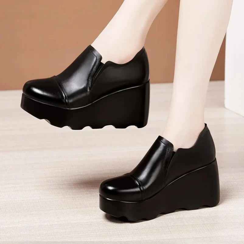 

2025 Большие размеры 32–43. Туфли на массивной платформе. Женские туфли-лодочки. Осень-зима. Туфли на высоком каблуке. Туфли на танкетке. Женская кожаная офисная обувь. Меховой плюш.
