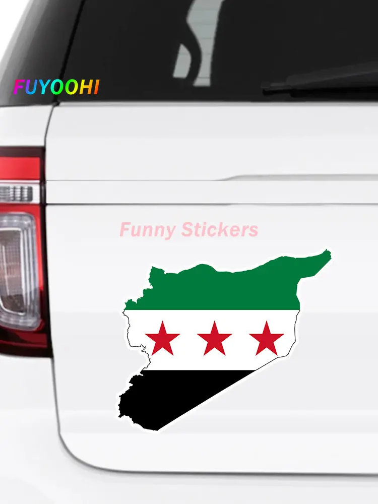 FUYOOHI komik Sticker bayrak haritası suriye araba Sticker su geçirmez vinil çıkartması araba aksesuarları dekor Pegatinas Para Decals çıkartmaları