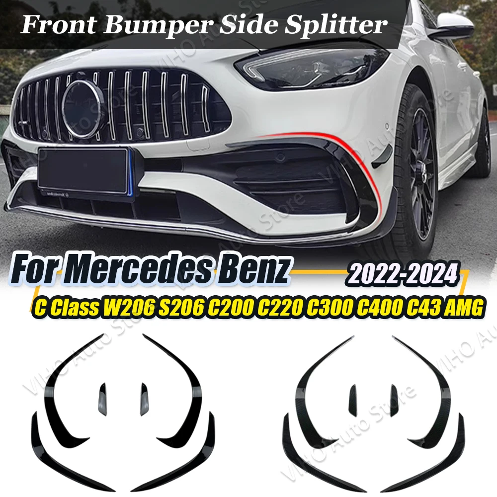 

Car Front Fog Lamp Grill Sticker For Mercedes Benz C Class W206 S206 C200 C260 C300 C43 AMG 2022-2024 Bumper Side Canard Cover