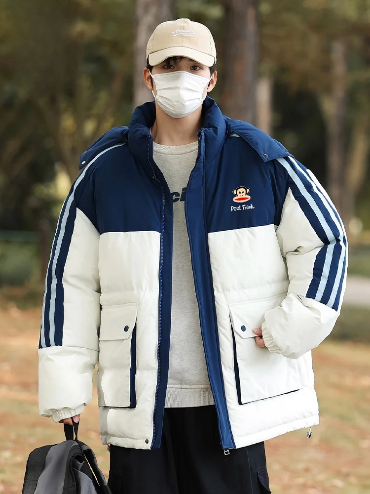 

Зимняя куртка Paul Frank: мужская свободная хлопковая куртка в полоску, теплая, с воротником-стойкой, на полиэстеровой подкладке