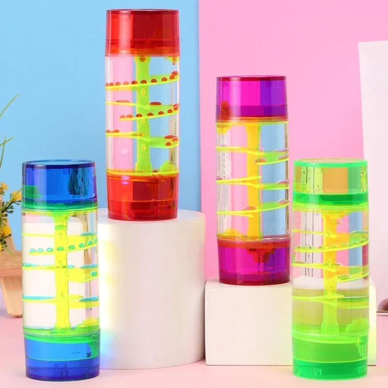 Hourglass Liquid Motion Timer Double Color Floating Liquid Drip Oil Glass Visual Timer Desktop Decoration Children Fidget Toys