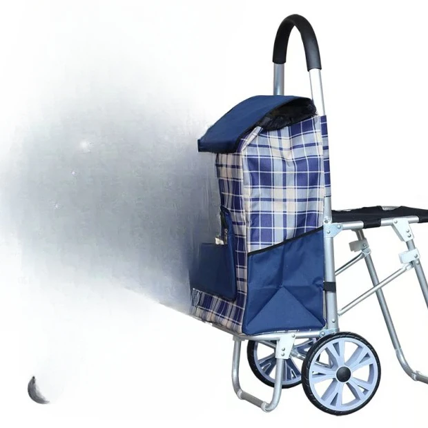 Aluminum alloy folding vegetable cart, small trolley, household stair climbing trailer, portable shaking , shopping cart