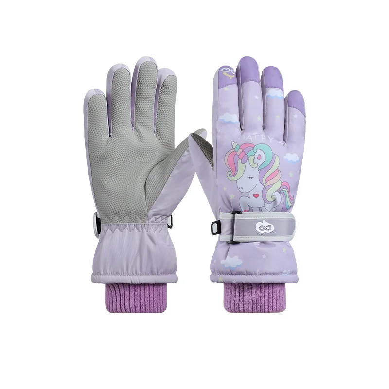 Winter children\'s ski gloves boys and girls cartoon touch screen outdoor piled thickened windproof warm gloves DRST23