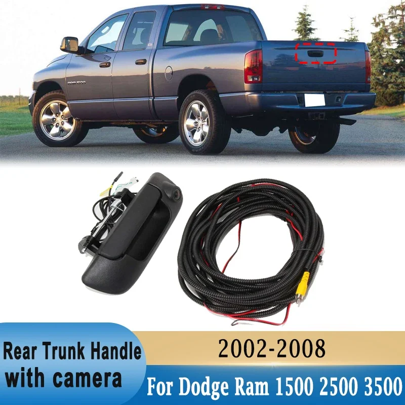 For Dodge Ram 1500 2500 3500 2002-2008 Tailgate Handle with Parking Camera Rearview Image Rear Reverse Trunk Backup Camera