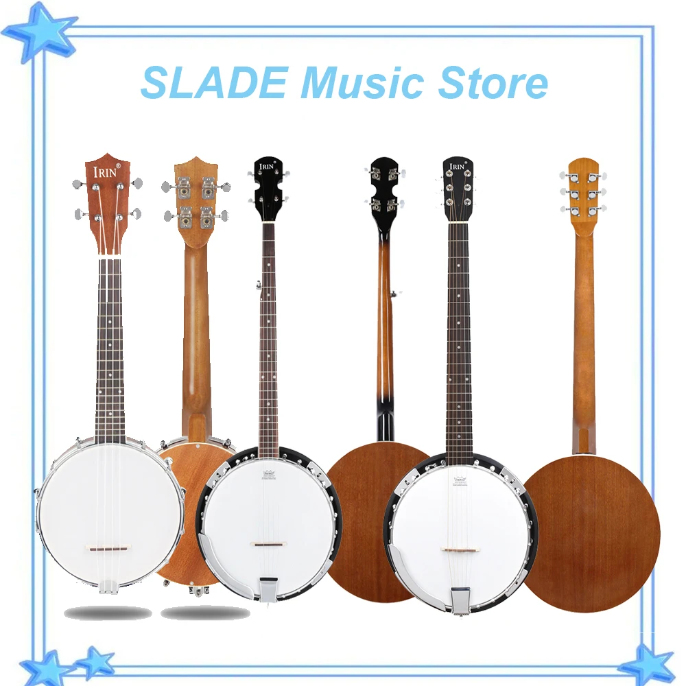IRIN Banjo Imported Rose Fingerboard Banjo 4/5/6 Strings Guitar Beginners Kit Musical Instrument Gift with Black Bag Accessories