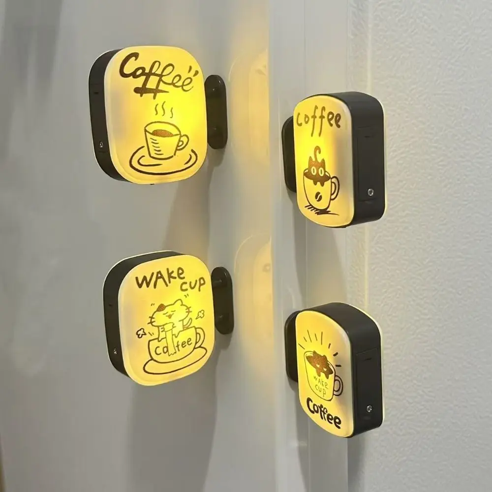 Creative Atmosphere Coffee Corner Light Sign Magnetic Retro Style Glowing Fridge Magnet Three-Dimensional Soft Light