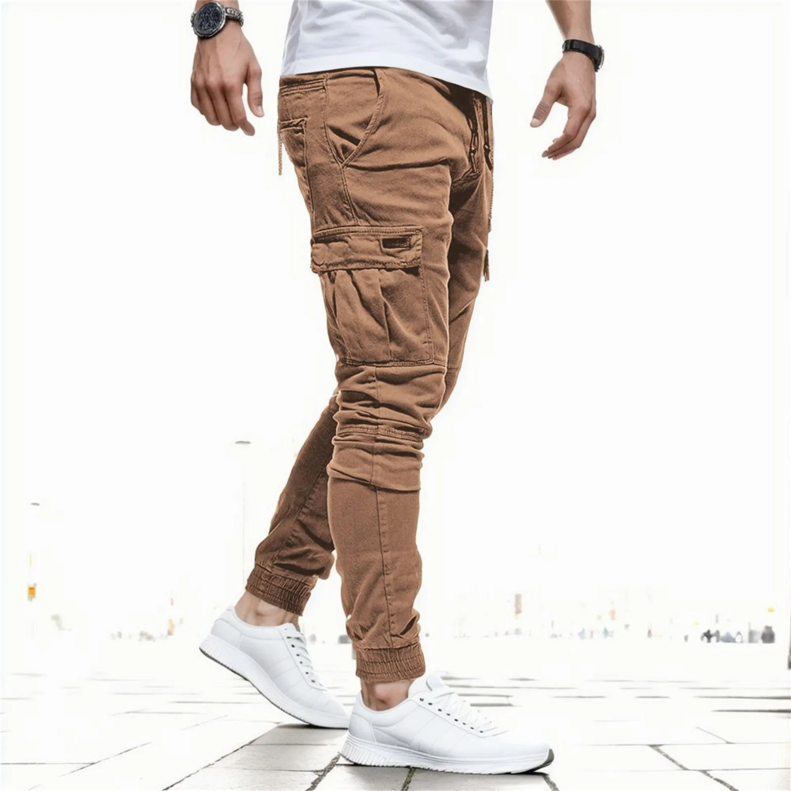 กางเกงลำลองผู้ชายแฟชั่นมีกระเป๋าขนาดใหญ่กางเกงฮาเร็มฮิปฮอปกางเกงวอร์มคุณภาพสูงกางเกงขายาวผู้ชาย