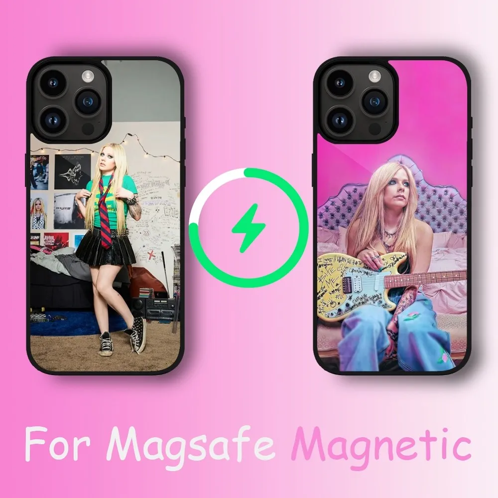 Singer Avril Ramona Lavigne Phone Case For iPhone 11 12 13 14 15 Max Plus Pro Wireless Magnetic Magsafe Charging Shell