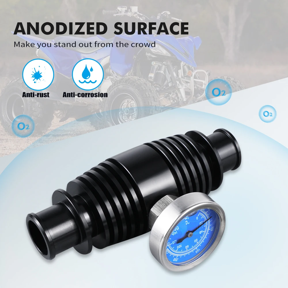 Radiator Inline Coolant Cooler for Yamaha YFZ450 YFZ450R YFZ450SE Raptor 700R 2009-2024 ATV Temperature Gauge 6061 Aluminum Part