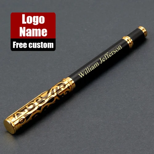 Imagen 1 del producto Bolígrafo de Gel de Metal de lujo de alta calidad, bolígrafo con patrón de escultura, bolígrafo estacionario para oficina y escuela, regalo con nombre de logotipo personalizado