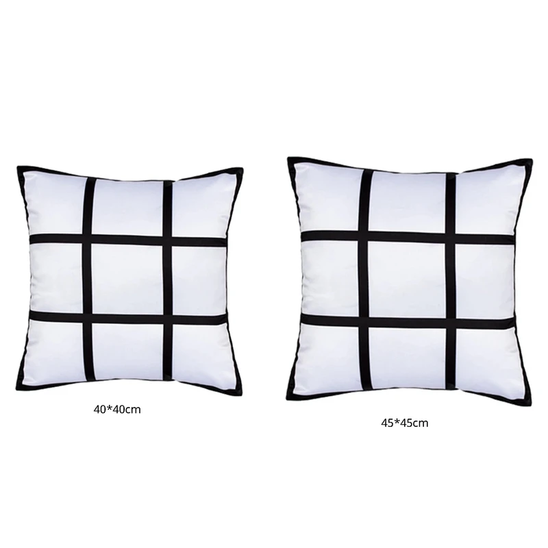 

6Pcs Sublimation Blank Panel Pillow Case DIY Polyester Cushion Cover 9 Photo Heat Transfer Printing Throw Pillowcase