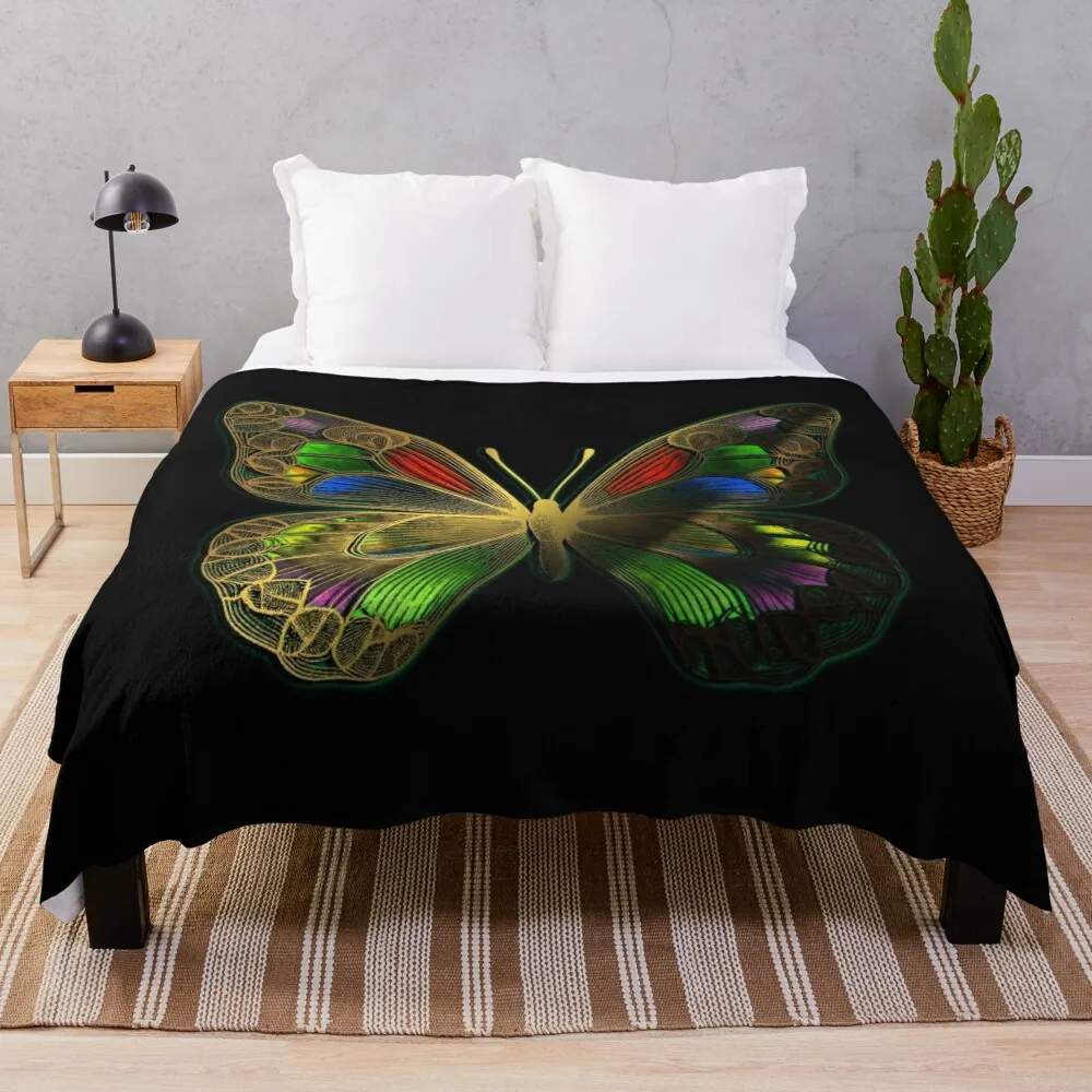 

Butterfly, nature, insects, flowers, wings, colors, lightness, metamorphosis, ecology Throw Blanket Retros Beautifuls Blankets