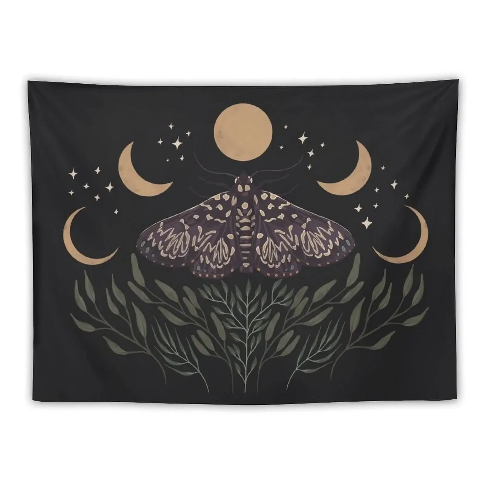 Moon, Moth, and Botanical Design Tapestry Bathroom Decor Bedrooms Decorations Bed Room Decoration Tapestry