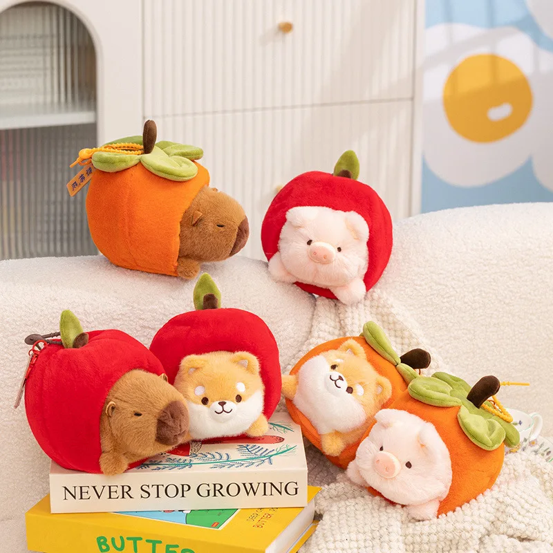 15 centimetri Animali in Frutta Shiba Inu Maiale Capibara Mela Cachi Combinazione Cane Cuscino Peluche Bambole Adorabili Regalo Di Compleanno