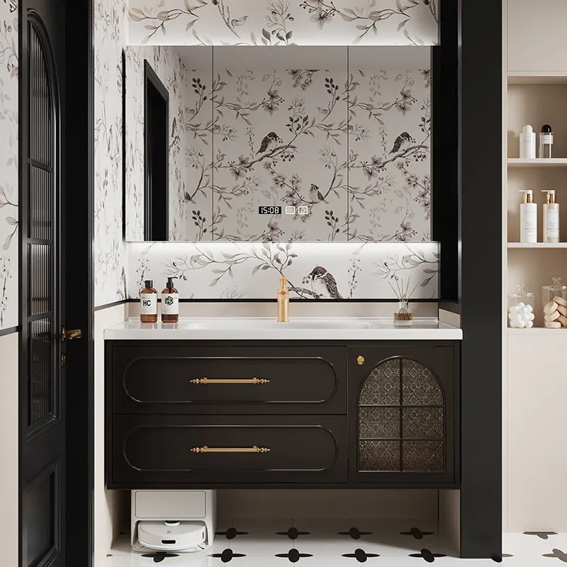 TAO French retro bathroom cabinet, painted ceramic integrated basin, toilet washbasin, wash basin