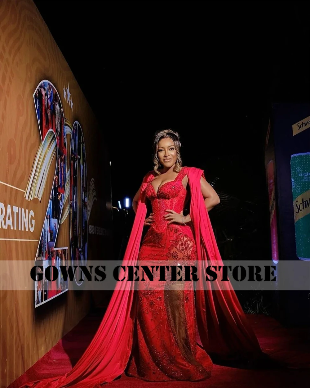 Robe de Soirée Élégante avec Perles Rouges pour Femme Tenue Africaine Personnalisée, Aso Ebi, 2025