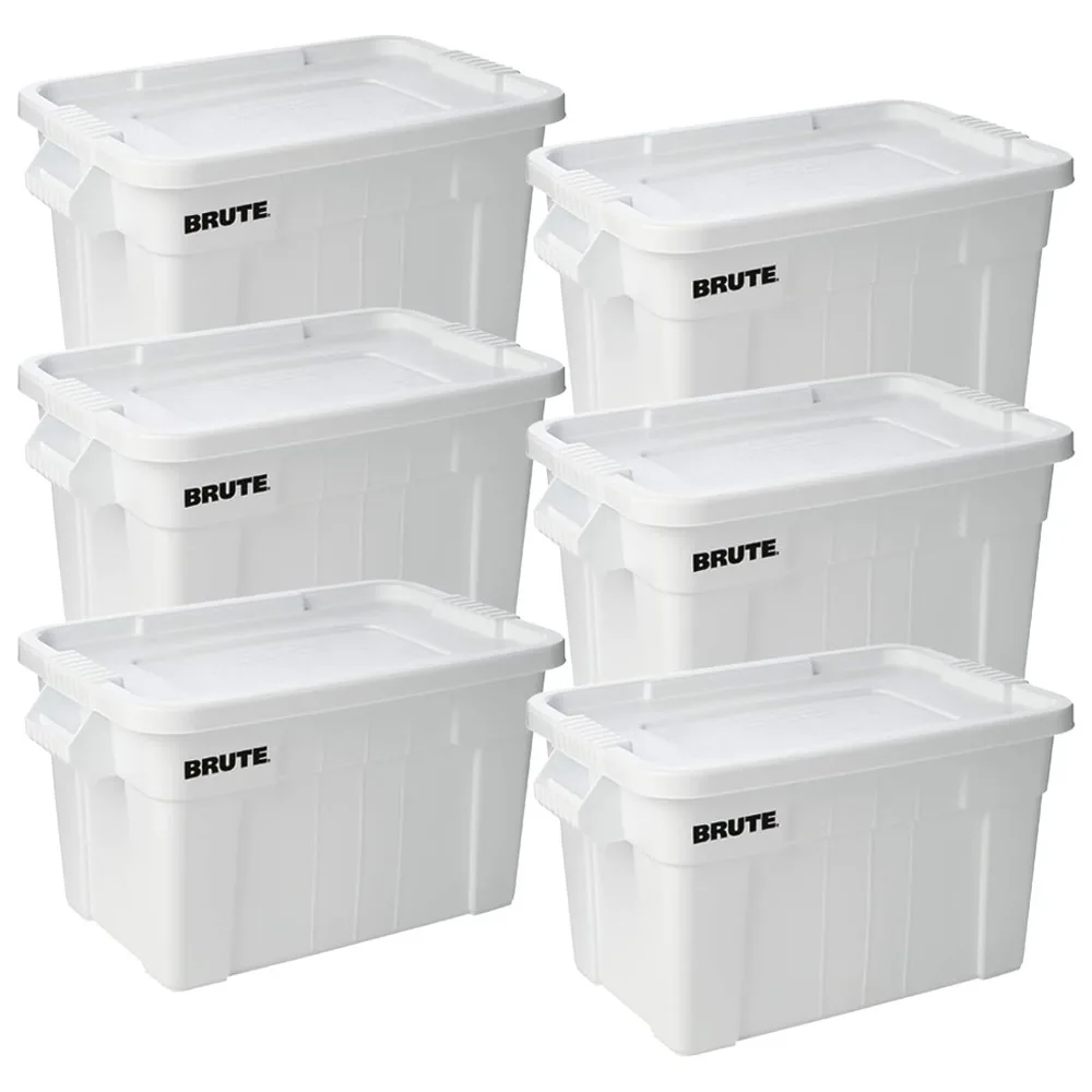 

Commercial Products BRUTE Tote Storage Bin with Lid, 20-Gallon, White, Rugged/Reusable Boxes