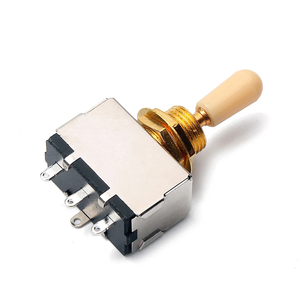 

3 Way Toggle Pickup Selector Switch Yellow Gold for Guitar Metal Plastic Box Style Knob No Noise DIY Electric Guitar Replacement