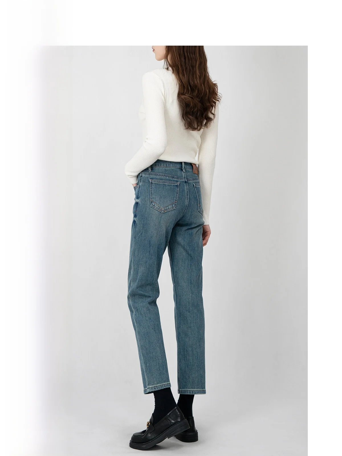 

Женские джинсы Wavy Egg с высокой талией, свободного кроя, повседневные, из эластичного хлопкового денима, прямые, в стиле ретро, брюки-брейдсти