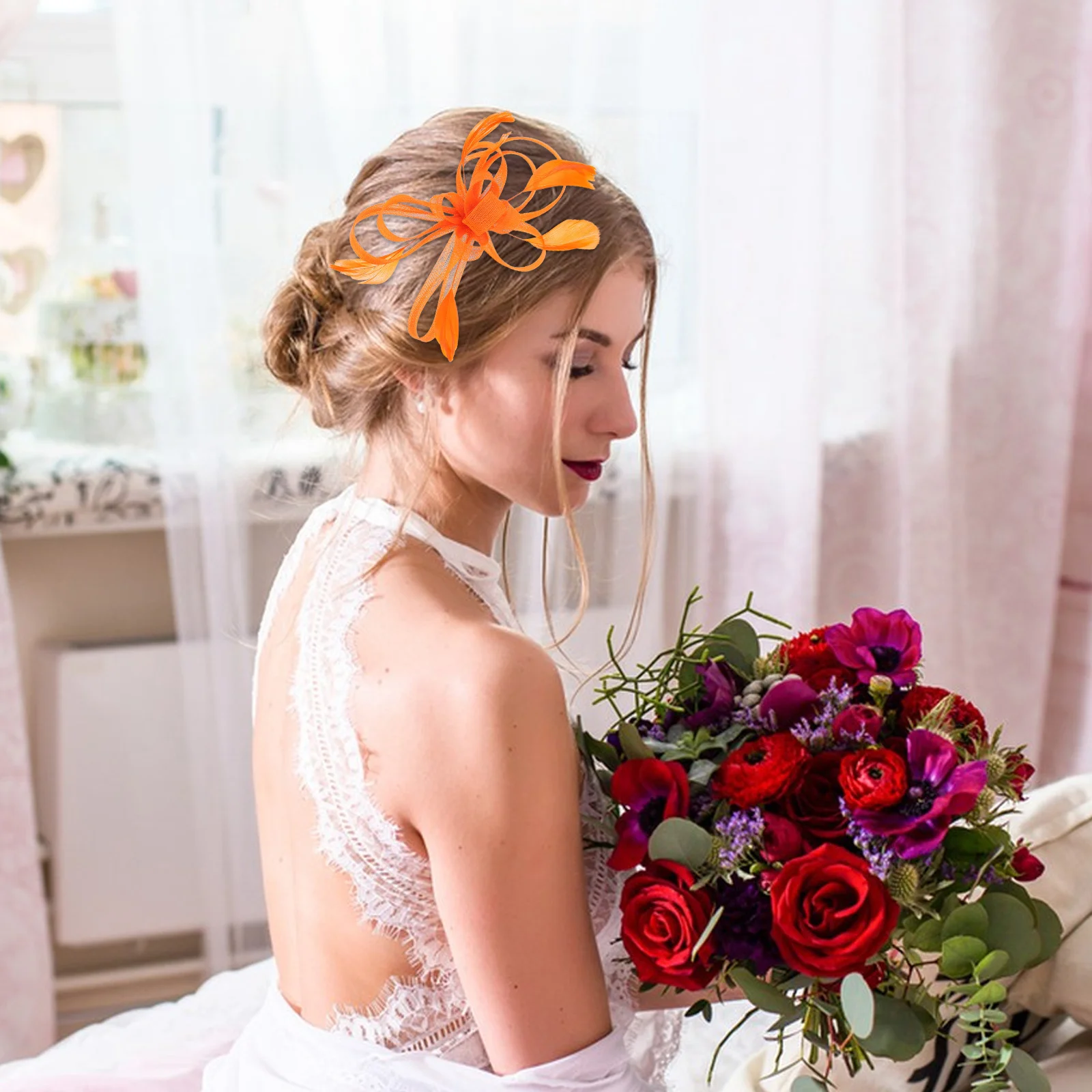 

Wedding Bridal Hair Pin Fascinator Clip for Bride Party Costume Hair Accessory