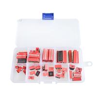 45PCS/LOT Dip Switch Kit In Box 1 2 3 4 5 6 7 8 9Way 2.54mm Toggle Switch Red Snap Switches Mixed Kit Each 5PCS Combination Set