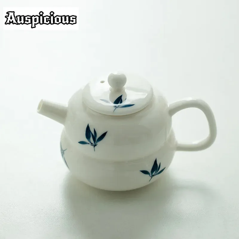 

130ml Boutique Hand-painted Butterfly Orchid Teapot Gourd Pot Household Tea Maker Kettle with Ball Hole Cafes Accessories Gift