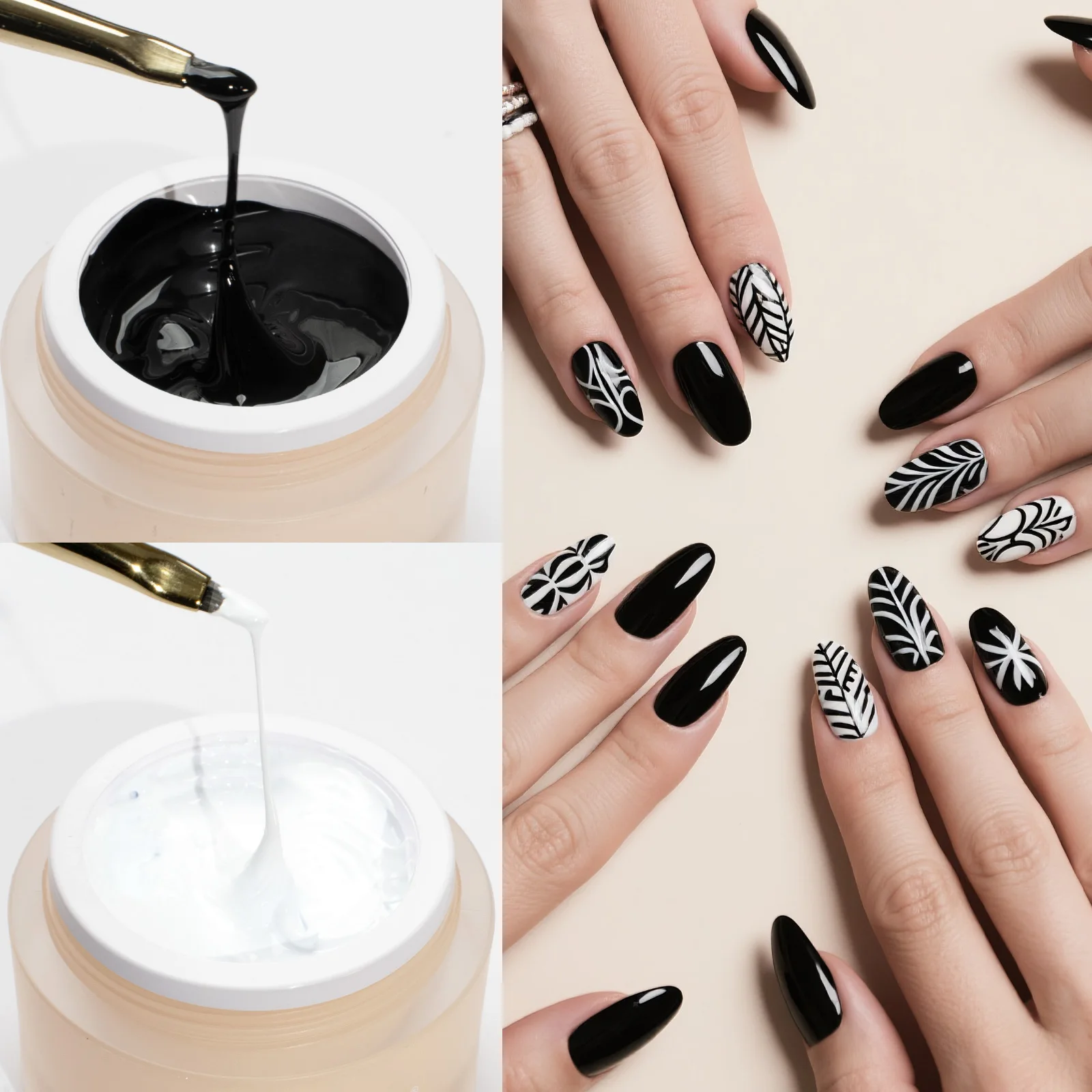CANNI 10g No-Wipe 5-in-1 Plaster Gel HEMA TPO FREI Nail Art Funktionsgel Weiß Schwarz Nagellack Reliefmuster DIY Maniküre – Detail 17