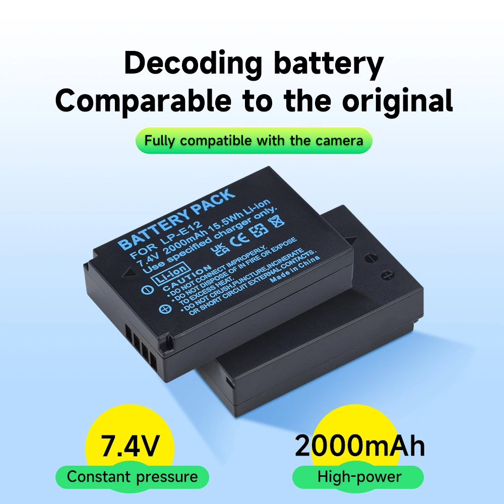 PALO LP-E12 LPE12 LP E12 Camera Battery + Multifunction Smart Charger for Canon M 100D Kiss X7 Rebel SL1 EOS M10 EOS M50 DSLR