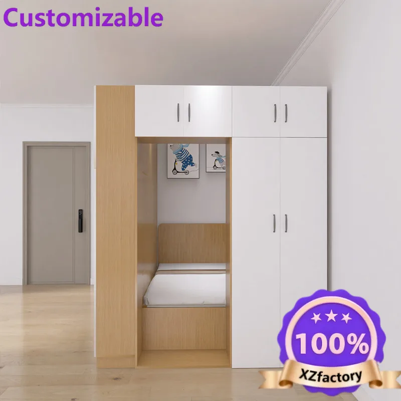 Customizable bed with partition, one-bedroom change to two-bedroom living room bed, bookcase, card seat
