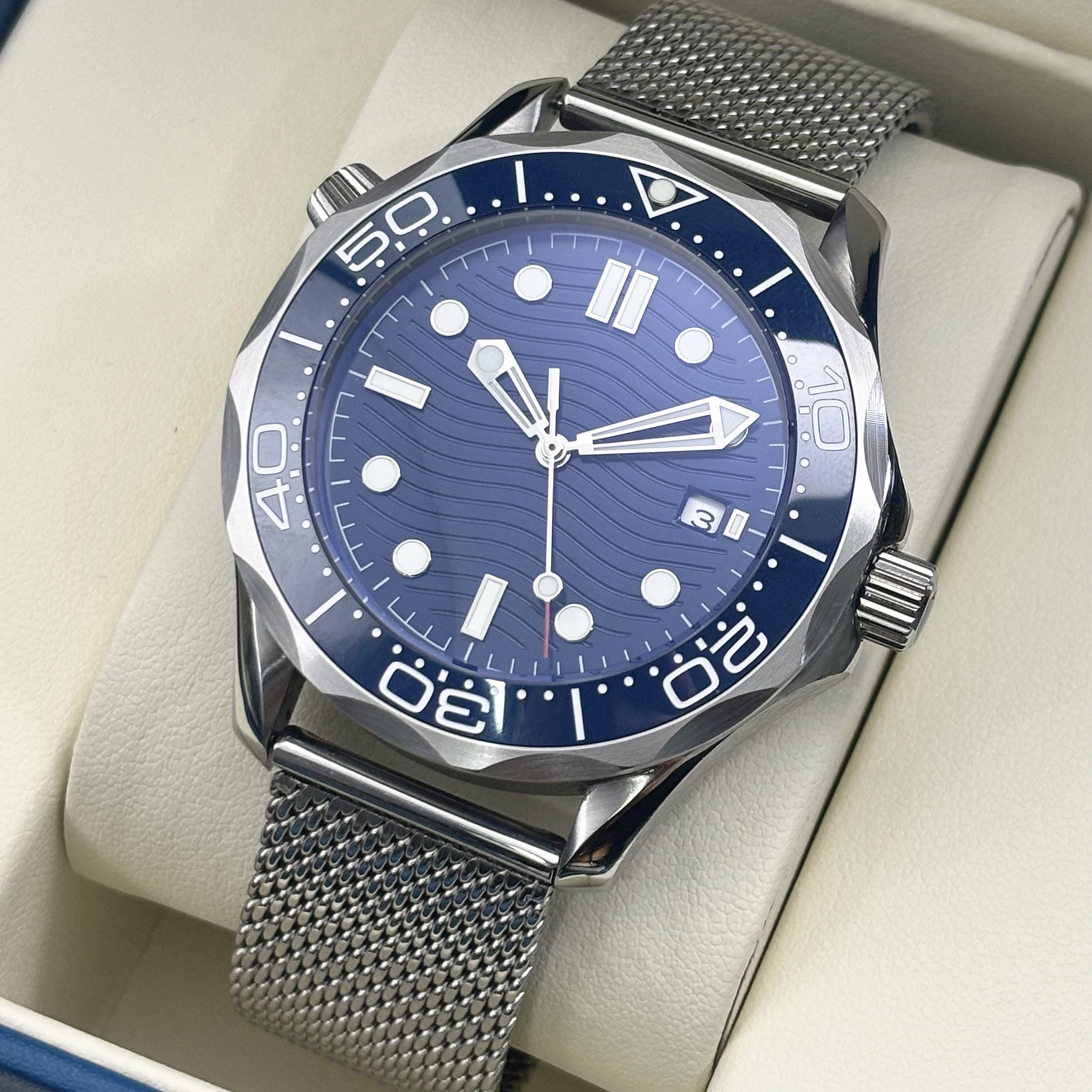 2025 NEW Men's Watch Miyota 8215/ST1612 Mechanical Watch Ceramic Bezel Blue Dial - Stainless Steel Strap Suitable For 20MM Wide