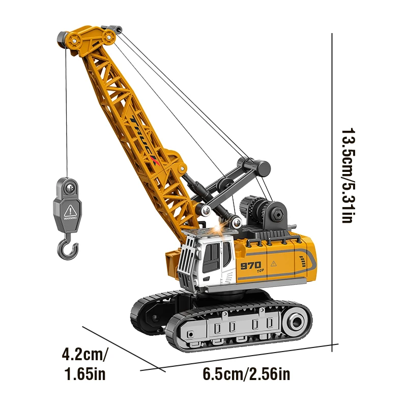 1/64 RC Crane Truck 4CH With Lights Sound Desktop Mini Remote Control Simulation Engineering Vehicle Kids Toys Model Boy Gifts