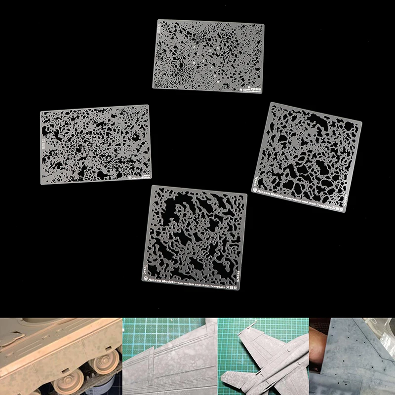 ​1Pc Corrosion Stain Stenciling Template Leakage Spray Plate Model Tools AJ0057 AJ0058 AJ0059 for Military Model Accessories