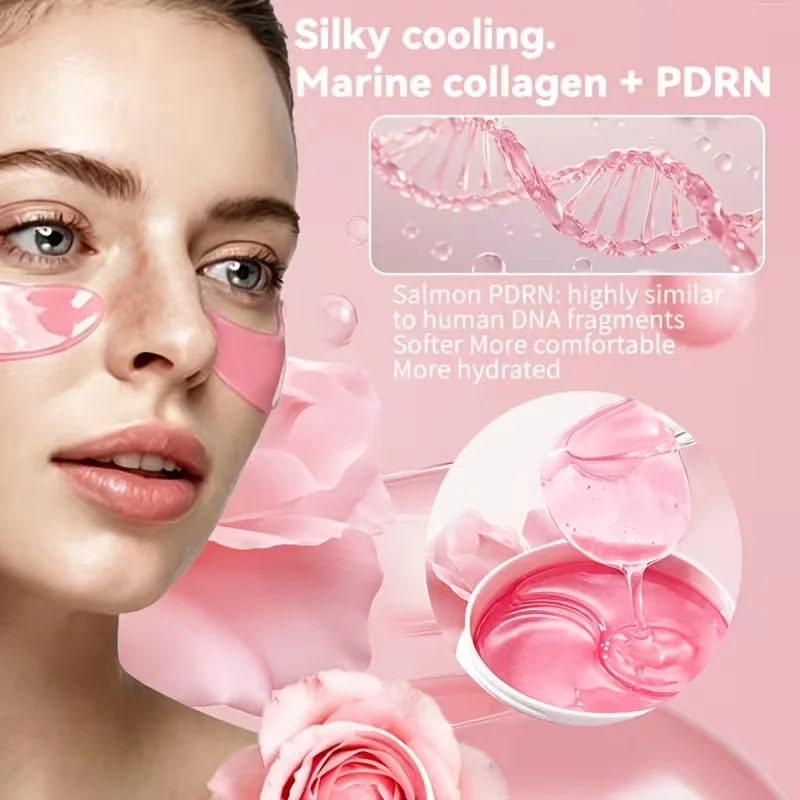 60 Stück Pn Pink Augenpads/Augenpflaster, Unter-Augen-Patches – Tiefenwirksam feuchtigkeitsspendend, für ein verfeinertes Erscheinungsbild, mit einem starken feuchtigkeitsspendenden und kühlenden Effekt, Gel-Augenpads verbessern die Haut um die Augen, geeignet für alle Hauttypen, Unisex – Detail 3