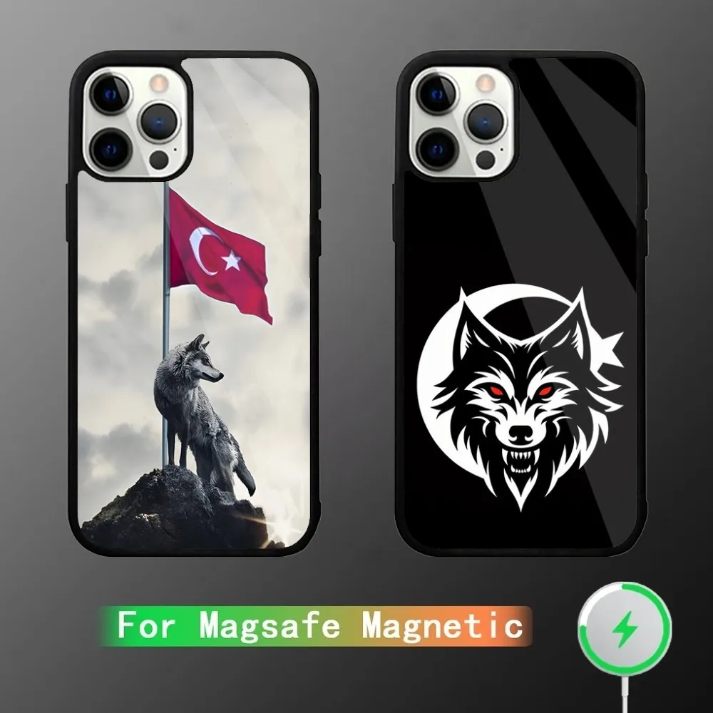 Turk Wolf Turkey Flag Phone Case For iPhone 16,15,14,13,12,11,Plus,Pro,Max Mini Magsafe Magnetic Wireless Charging