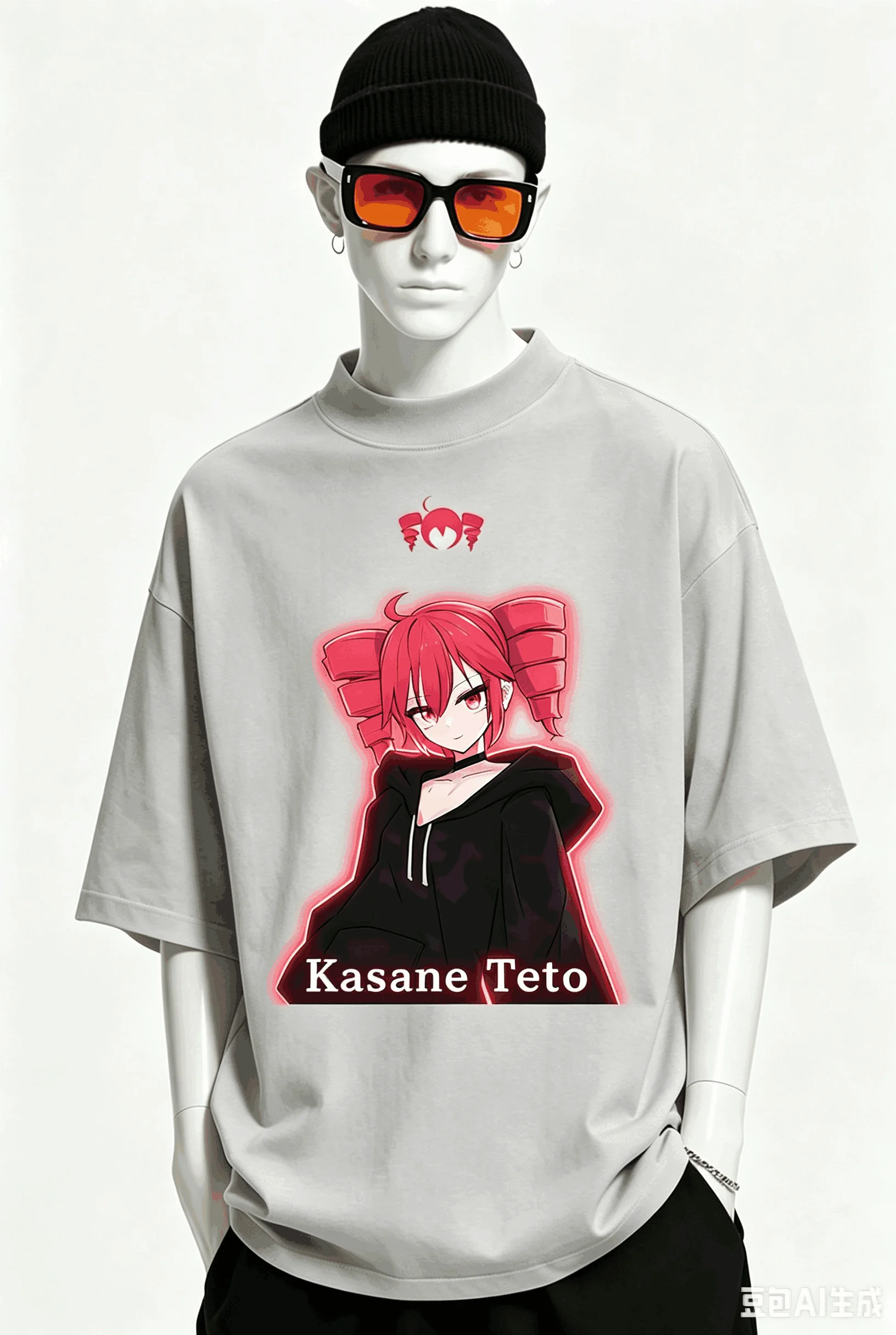 Kasane Teto Übergroßes Unisex-T-Shirt mit Grafikdruck und Rundhalsausschnitt für Männer und Frauen, hochwertige Y2k-Kurzarm-Streetwear aus weicher Baumwolle – Detail 14