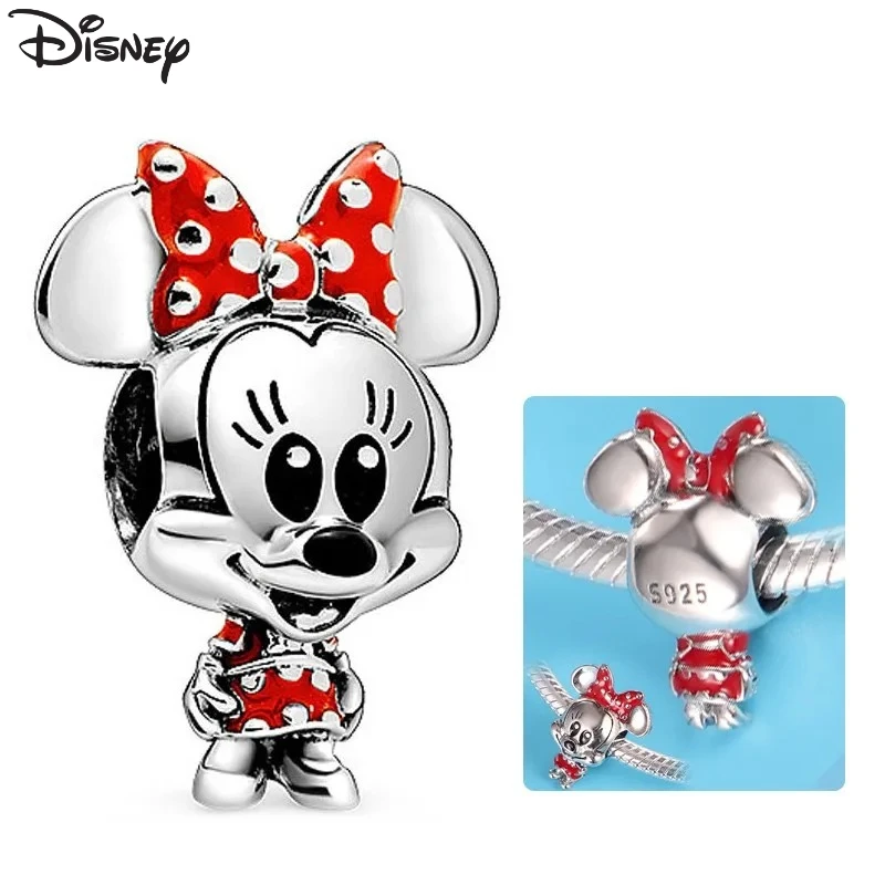 

Disney 2025 Новая горячая распродажа, подвески из бисера, стерлинговое серебро 925 пробы, галстук-бабочка, мышь, висячий браслет, ожерелье, сделай сам, ювелирные изделия, подарок
