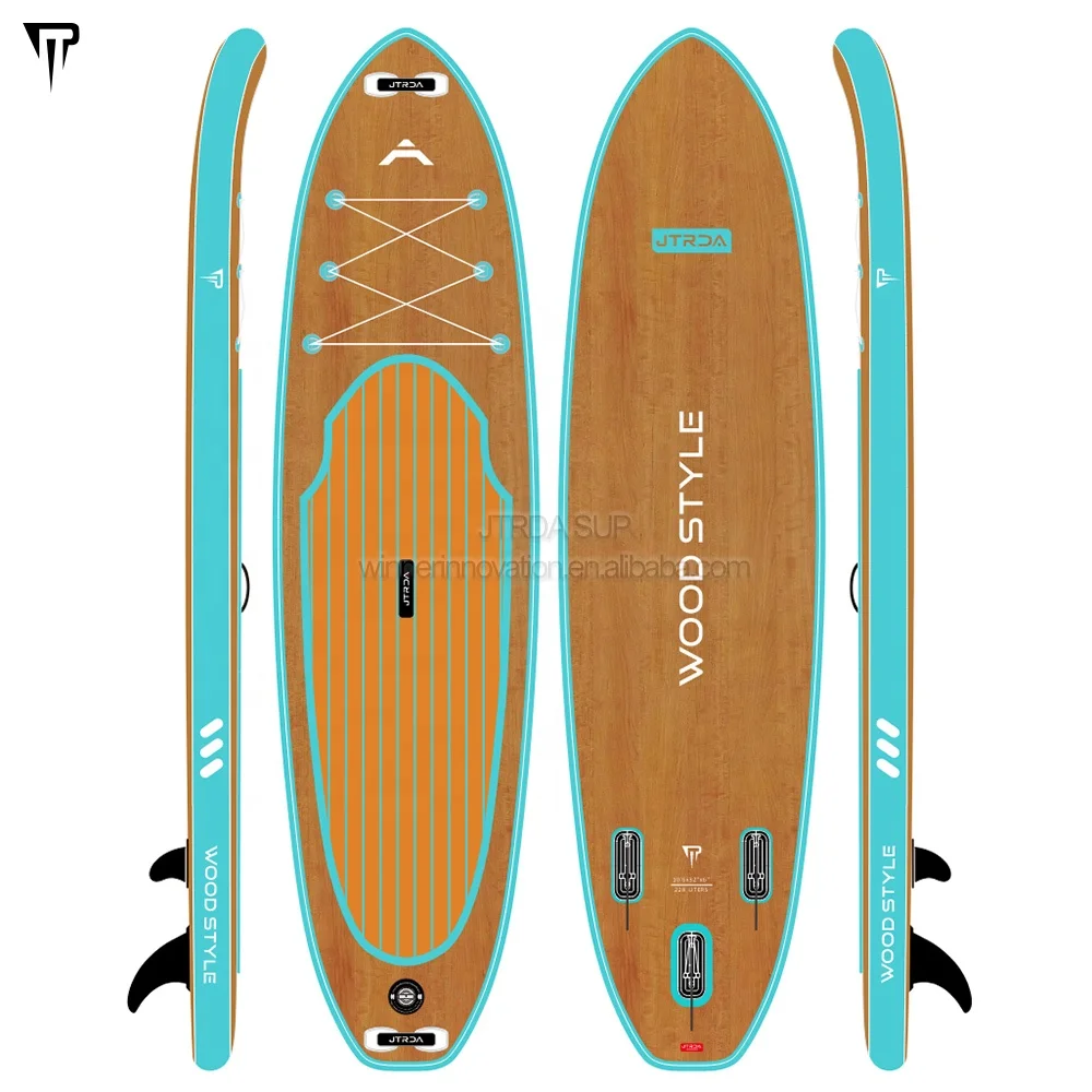 2024 Dropshipping OEM China Factory 11' Hot Sale Sup Board Wooden Inflatable Paddle Board