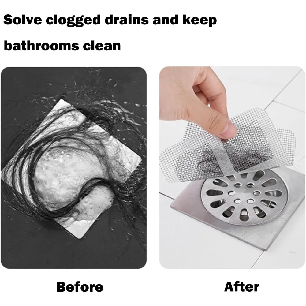Disposable Anti-Clog Floor Drain Sticker, Hair Catcher Mesh For Bathroom & Kitchen (50pcs) Back To School