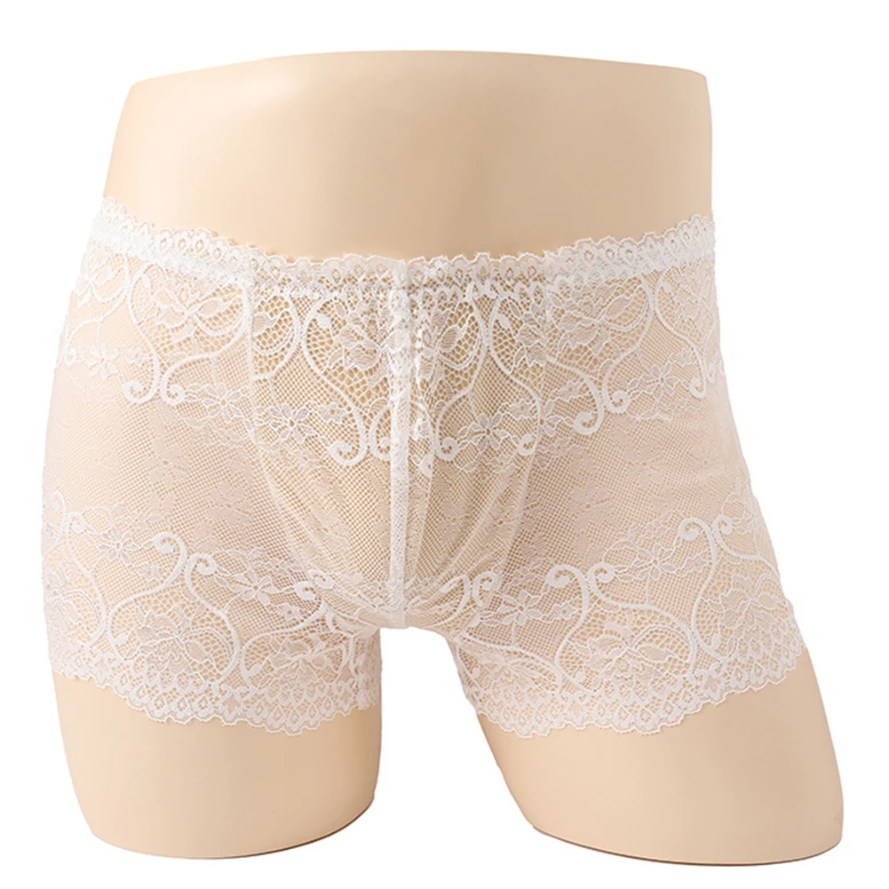 

Мужские кружевные прозрачные трусы-боксеры — дышащее нижнее белье для мужчин с удобной сумкой, сексуальный и мягкий материал из спандекса