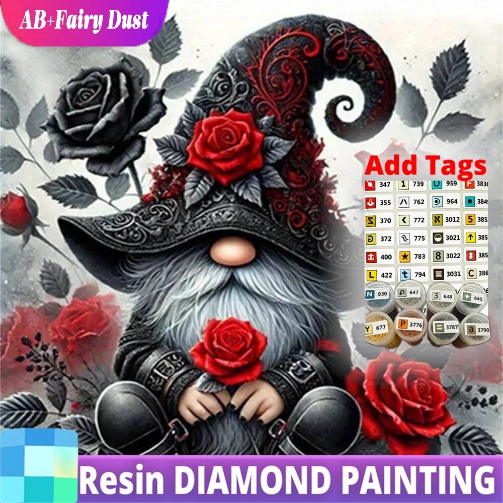 

Resin AB Fairy Dust Diamond Embroidery Dwarf Portrait DIY Painting Rose Flower Acrylic Craft Supplies Mosaic Cartoon Child Gift