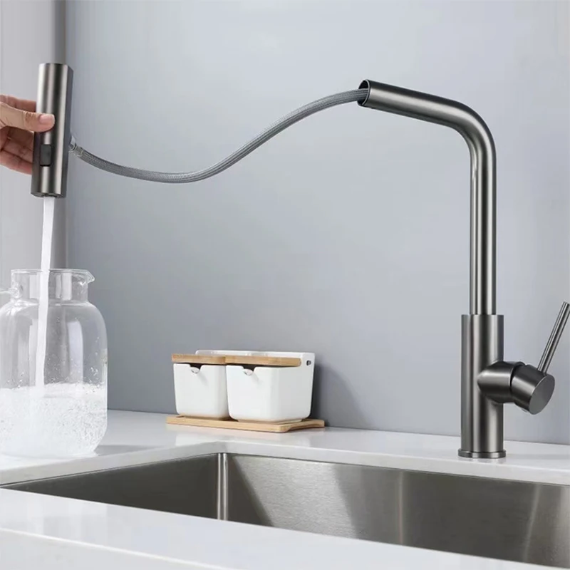 YCRAYS Smart Touch Control 3 Mode Kitchen Faucet Black Waterfall Crane Brushed Nickel Sensor Pull Out Mixer Gray Sink Water Tap