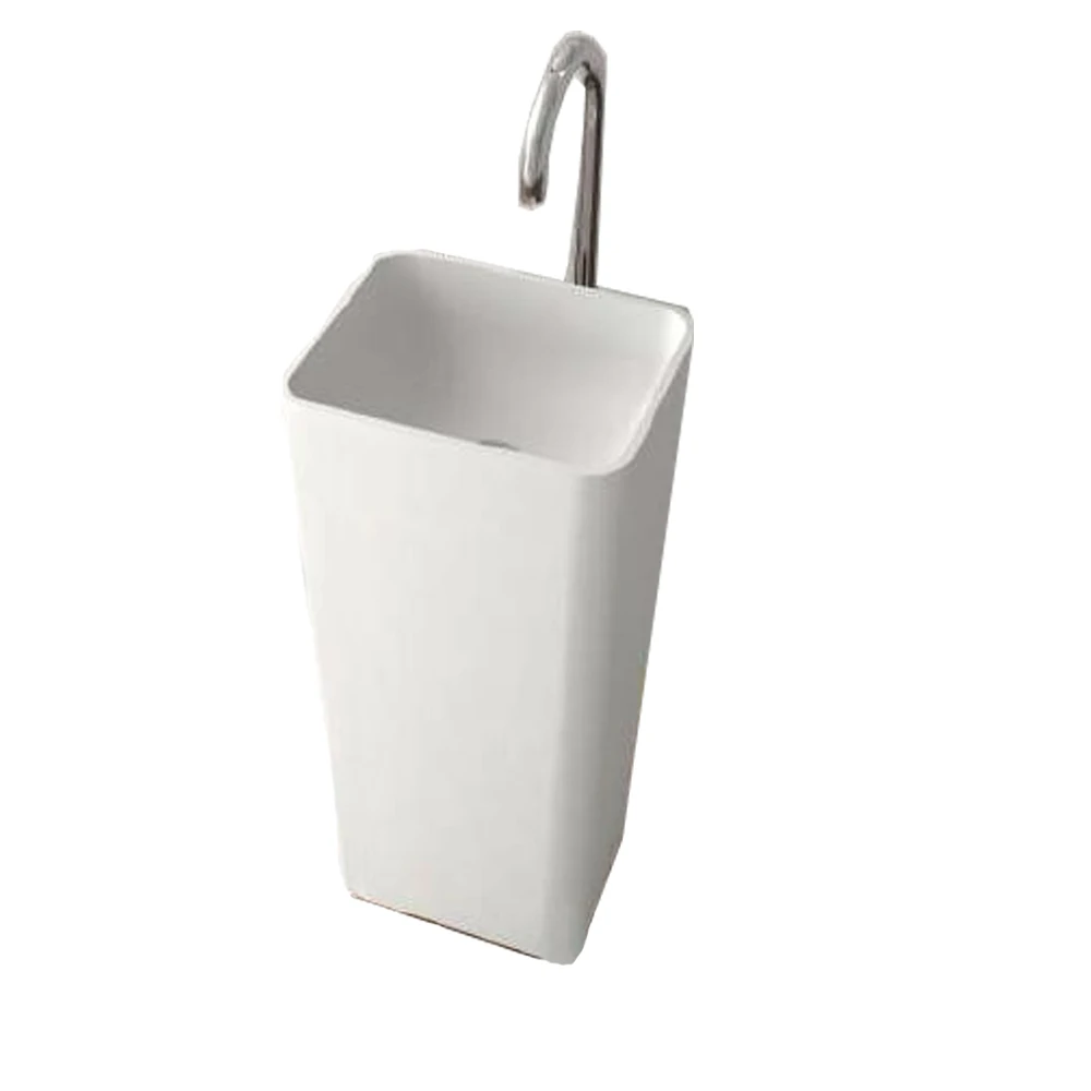 

Bathroom Corian Pedestal Wash Basin Freestanding Solid Surface Stone Cloakroom Vanity Floor Mounted Sink RS38477A