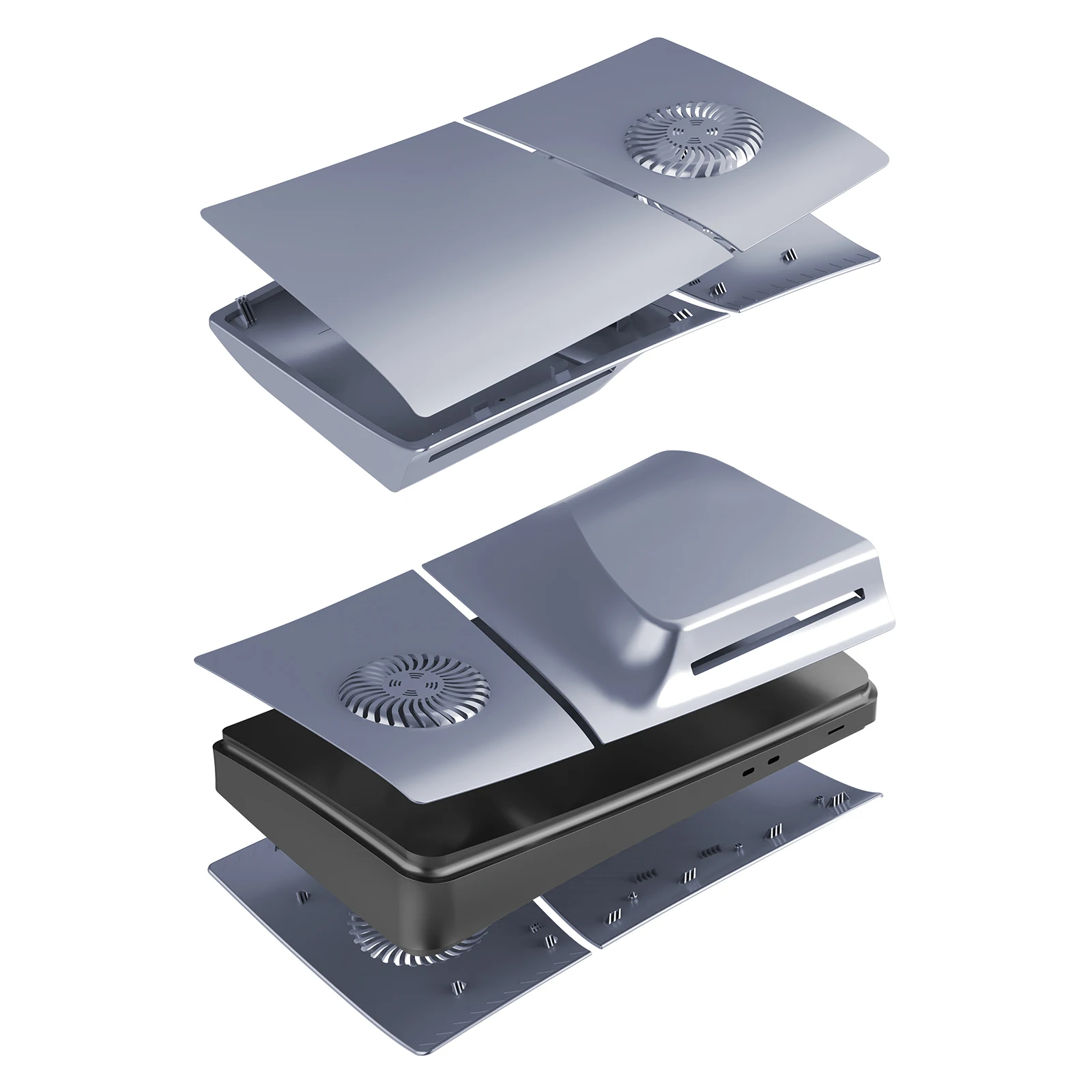 Voor PS5 slim vervangend paneel Nieuw grijs zilver ontwerp vervangend paneel met ventilatieopening.