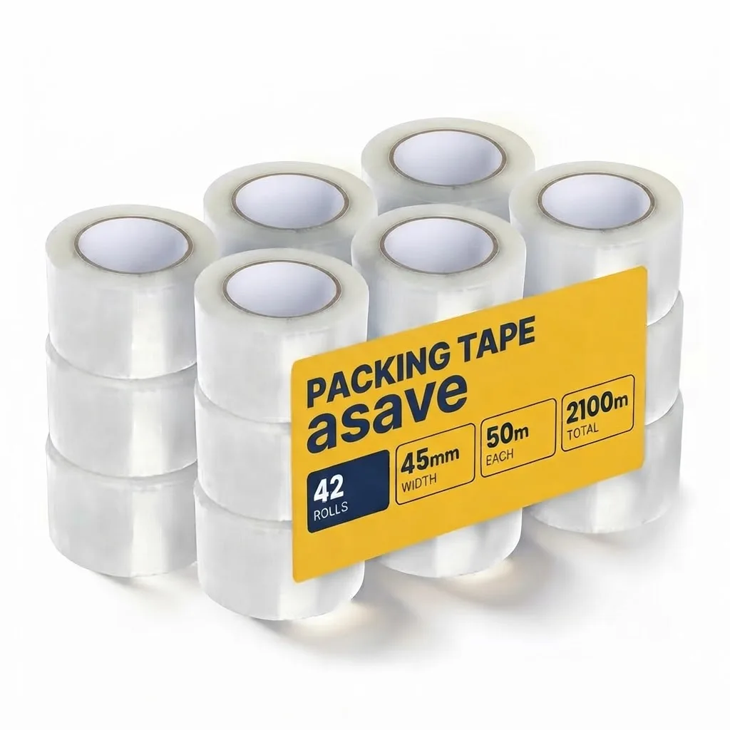 42 Rolls Clear Packing Tape 45mm x 50m Heavy Duty Adhesive Transparent Tape for Shipping and Moving