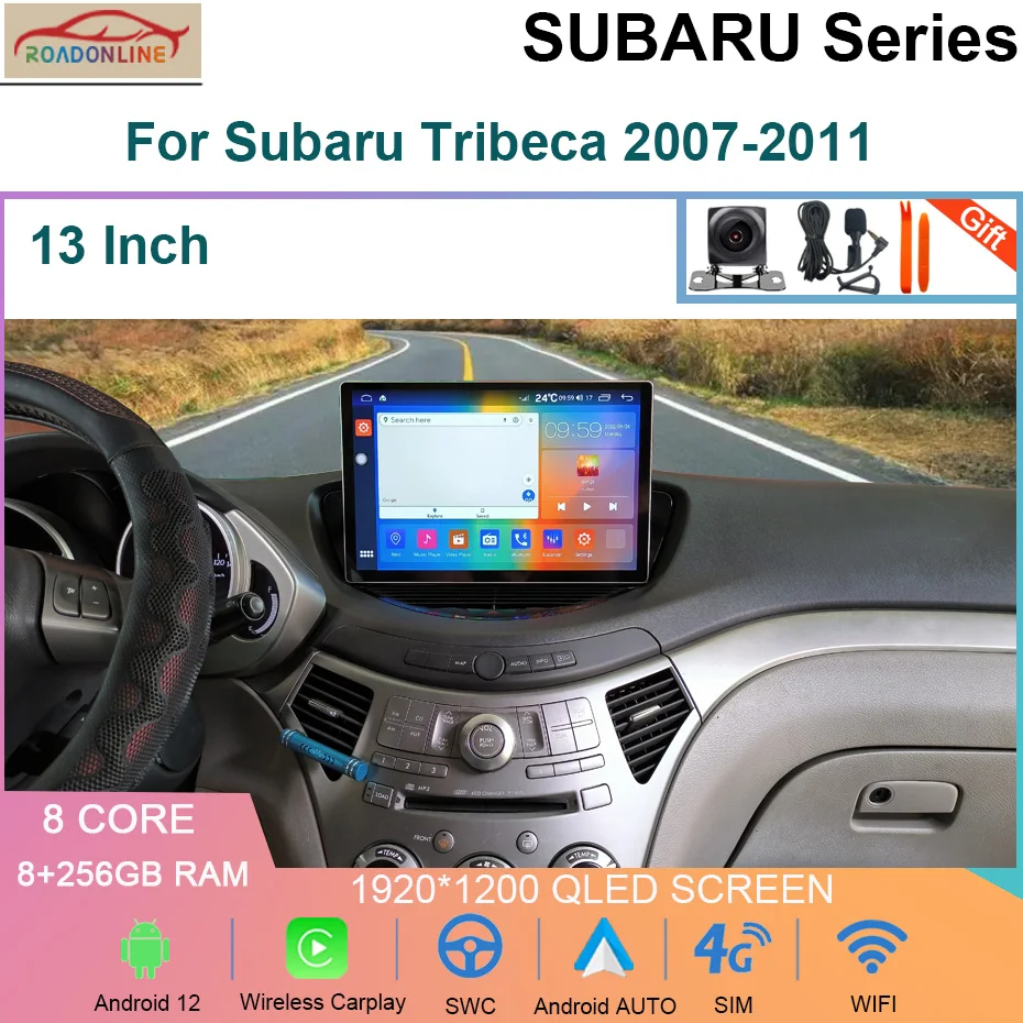 

13" 8+256GB Car Radio For Subaru Tribeca 2007-2011 Navigation System Multimedia GPS Video Player Android 12 Octa Core 4G WIFI