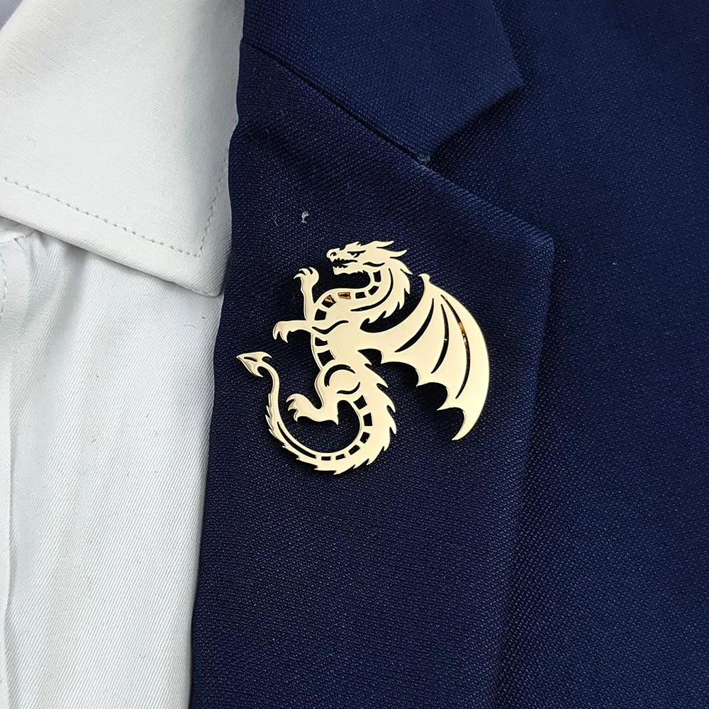

Fashion punk style hollow wing dragon stainless steel gold-plated 18K brooch, black suit accessories, wedding matching set